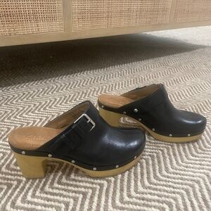 Clarks Black Heel Clogs, Size 7.5